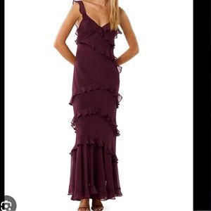Forever New Asymmetrical Ruffle Dress - Deep Purple